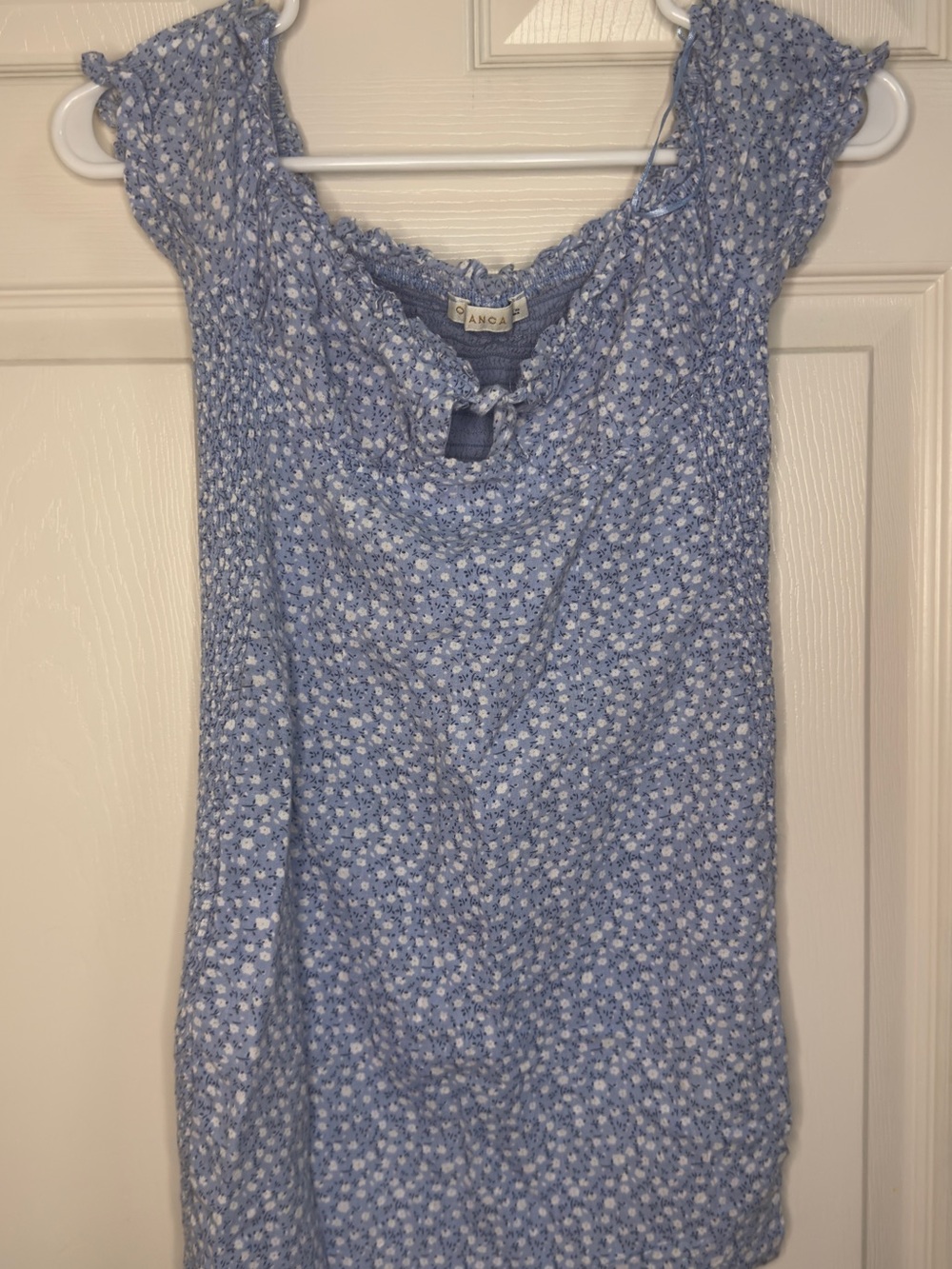 Light Blue Floral Knit Tank Top